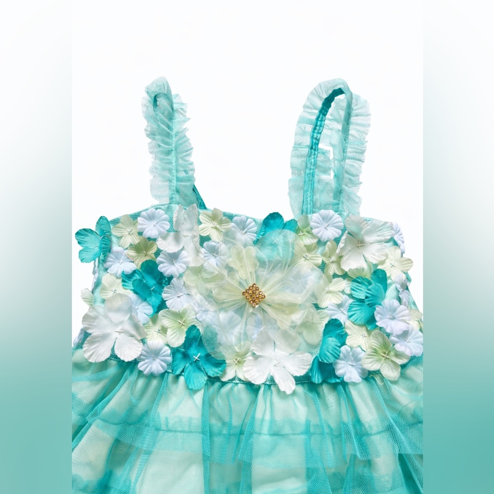 Le Pink / Little Mass Summer Fun Tulle Smocked Back Ruffle Dress Girls 4T 4 NWT - Picture 3 of 4